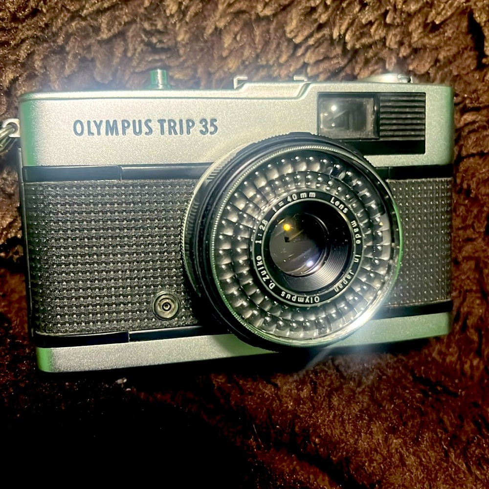 Olympus Trip 35 Film Camera Black and Silver Camera